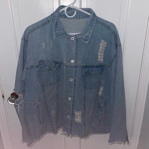 Oversized ripped jean jacket